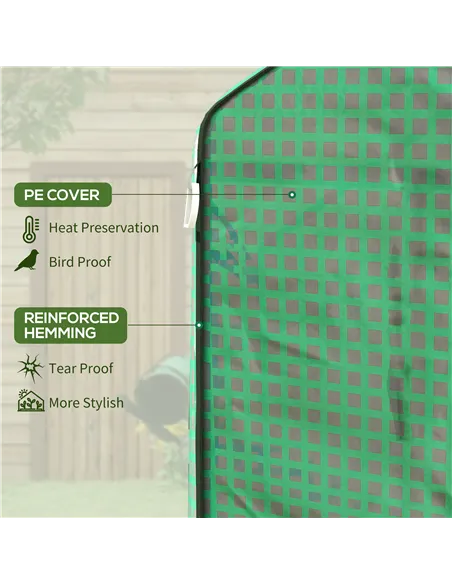 Outsunny Greenhouse Cover Replacement Walk-in PE Hot House Cover with Roll-up Door and Windows, 140 x 73 x 190cm, Green