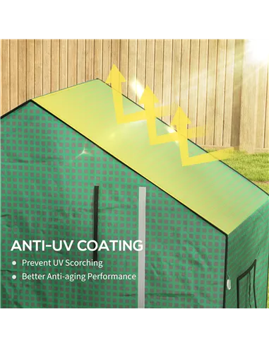 Outsunny Greenhouse Cover Replacement Walk-in PE Hot House Cover with Roll-up Door and Windows, 140 x 73 x 190cm, Green