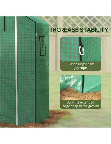 Outsunny Greenhouse Cover Replacement Walk-in PE Hot House Cover with Roll-up Door and Windows, 140 x 73 x 190cm, Green
