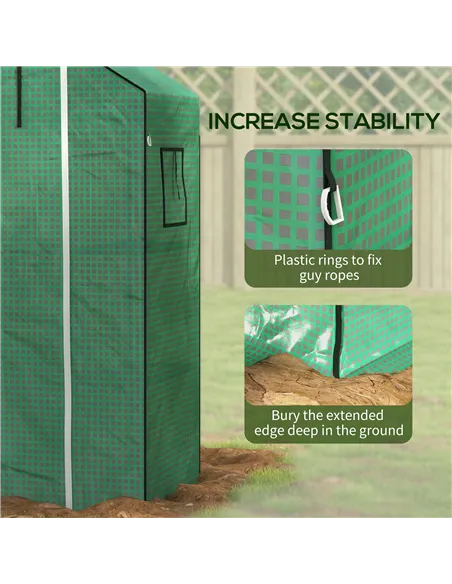 Outsunny Greenhouse Cover Replacement Walk-in PE Hot House Cover with Roll-up Door and Windows, 140 x 73 x 190cm, Green