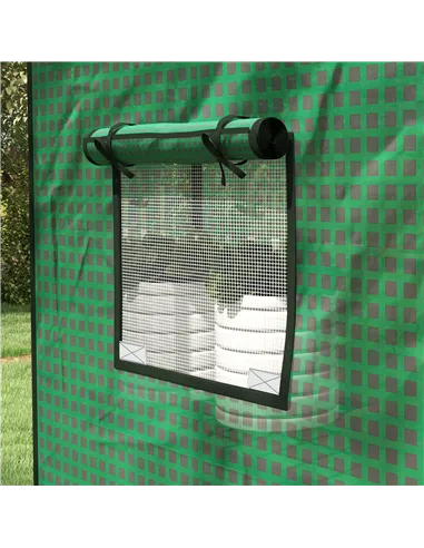 Outsunny Greenhouse Cover Replacement Walk-in PE Hot House Cover with Roll-up Door and Windows, 140 x 73 x 190cm, Green