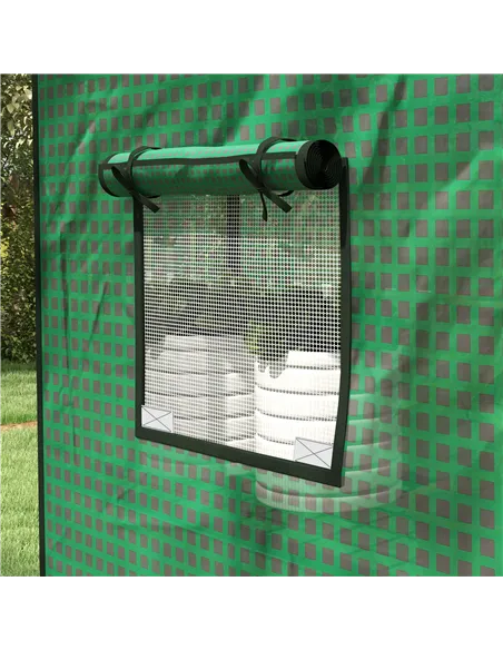 Outsunny Greenhouse Cover Replacement Walk-in PE Hot House Cover with Roll-up Door and Windows, 140 x 73 x 190cm, Green