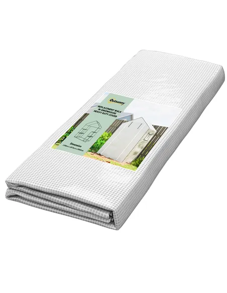 Outsunny Greenhouse Cover Replacement Walk-in PE Hot House Cover with Roll-up Door and Windows, 140 x 73 x 190cm, White