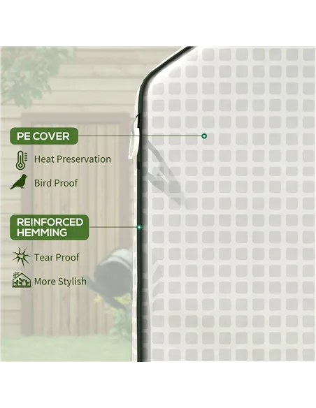 Outsunny Greenhouse Cover Replacement Walk-in PE Hot House Cover with Roll-up Door and Windows, 140 x 73 x 190cm, White