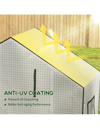 Outsunny Greenhouse Cover Replacement Walk-in PE Hot House Cover with Roll-up Door and Windows, 140 x 73 x 190cm, White