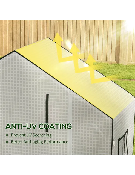 Outsunny Greenhouse Cover Replacement Walk-in PE Hot House Cover with Roll-up Door and Windows, 140 x 73 x 190cm, White