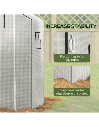 Outsunny Greenhouse Cover Replacement Walk-in PE Hot House Cover with Roll-up Door and Windows, 140 x 73 x 190cm, White