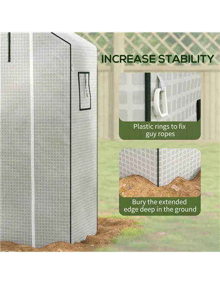 Outsunny Greenhouse Cover Replacement Walk-in PE Hot House Cover with Roll-up Door and Windows, 140 x 73 x 190cm, White