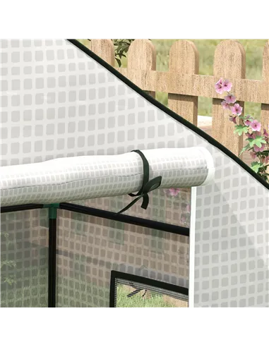 Outsunny Greenhouse Cover Replacement Walk-in PE Hot House Cover with Roll-up Door and Windows, 140 x 73 x 190cm, White