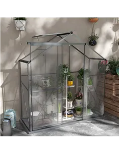 Outsunny 6 x 2.5ft Polycarbonate Greenhouse Walk-In Green House with Rain Gutter, Sliding Door, Window, Foundation, Dark Grey 2