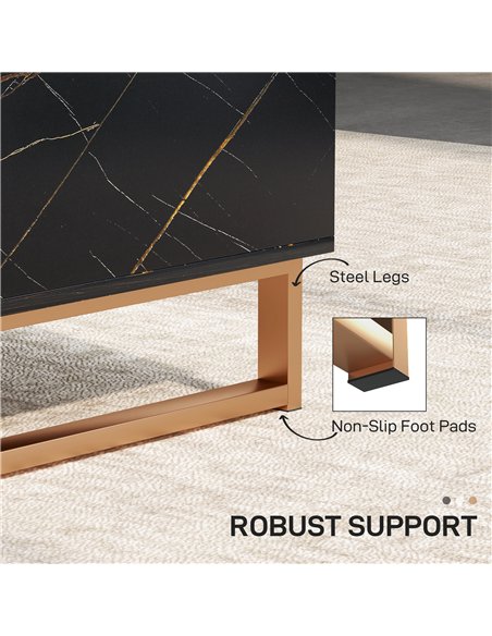 HOMCOM Elegant Marble Effect Storage Coffee Table - Black