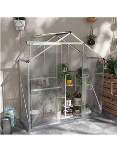 Outsunny 6 x 2.5ft Polycarbonate Greenhouse Walk-In Green House with Rain Gutter, Sliding Door, Window, Foundation, Silver 2