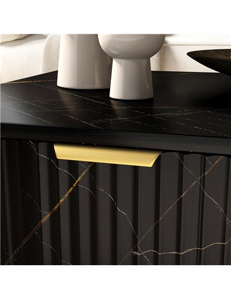 HOMCOM Elegant Marble Effect Storage Coffee Table - Black