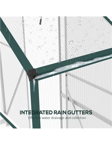 Outsunny 6 x 2.5ft Polycarbonate Greenhouse Walk-In Green House with Rain Gutter, Sliding Door, Window, Foundation, Green