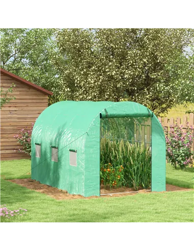 Outsunny Sprinkler System Polytunnel Greenhouse, 3 x 2m, Green