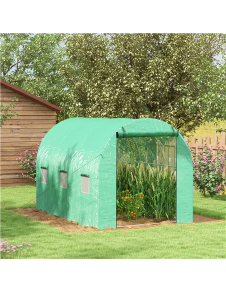 Outsunny Sprinkler System Polytunnel Greenhouse, 3 x 2m, Green