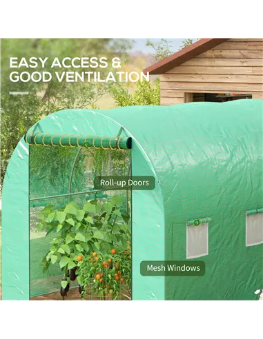 Outsunny Sprinkler System Polytunnel Greenhouse, 3 x 2m, Green