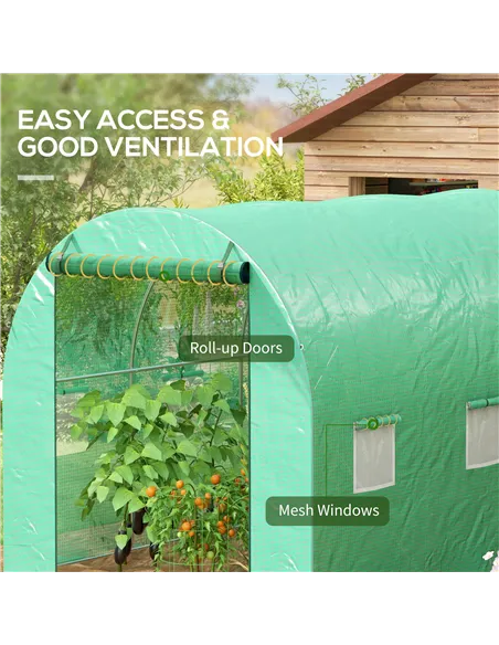 Outsunny Sprinkler System Polytunnel Greenhouse, 3 x 2m, Green