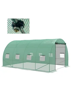 Outsunny Sprinkler System Polytunnel Greenhouse, 4 x 3(m), Green