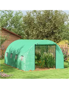 Outsunny Sprinkler System Polytunnel Greenhouse, 4 x 3(m), Green 2
