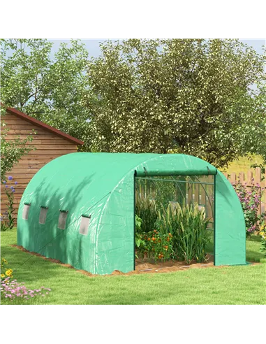 Outsunny Sprinkler System Polytunnel Greenhouse, 4 x 3(m), Green