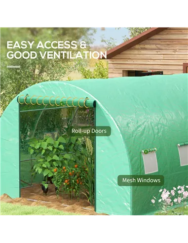 Outsunny Sprinkler System Polytunnel Greenhouse, 4 x 3(m), Green