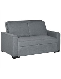 HOMCOM Double Sofa Bed Click Clack Sofa Bed Pull Out Bed with Adjustable Backrest for Living Room and Bedroom Grey