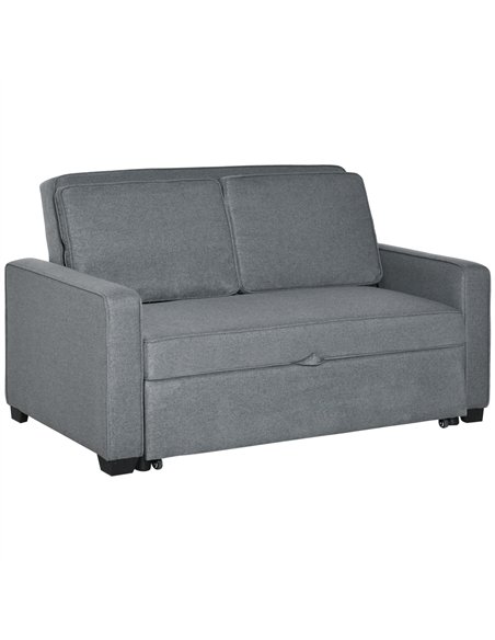 HOMCOM Double Sofa Bed Click Clack Sofa Bed Pull Out Bed with Adjustable Backrest for Living Room and Bedroom Grey