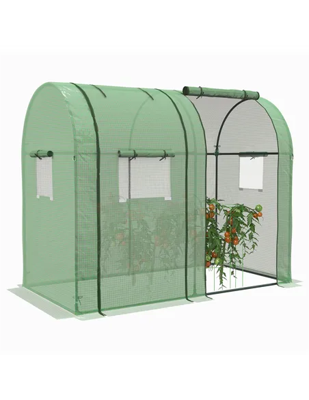 Outsunny Tomato Greenhouse, Garden Growhouse with 2 Roll-up Doors and 4 Mesh Windows, Portable Indoor Outdoor Green House, 185 x