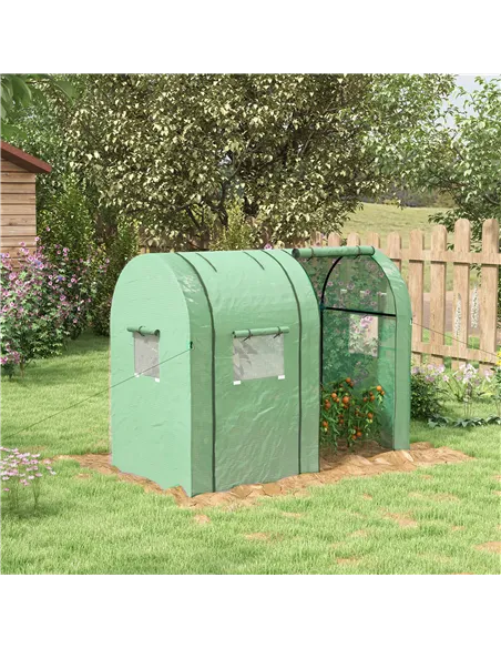 Outsunny Tomato Greenhouse, Garden Growhouse with 2 Roll-up Doors and 4 Mesh Windows, Portable Indoor Outdoor Green House, 185 x