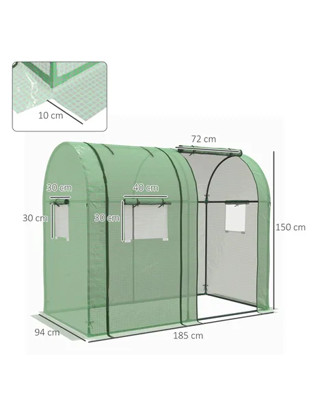 Outsunny Tomato Greenhouse, Garden Growhouse with 2 Roll-up Doors and 4 Mesh Windows, Portable Indoor Outdoor Green House, 185 x