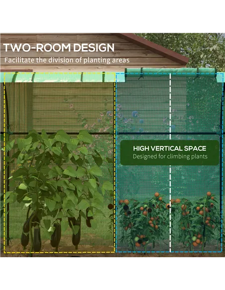 Outsunny Tomato Greenhouse, Garden Growhouse with 2 Roll-up Doors and 4 Mesh Windows, Portable Indoor Outdoor Green House, 185 x