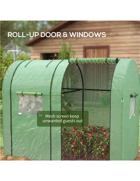 Outsunny Tomato Greenhouse, Garden Growhouse with 2 Roll-up Doors and 4 Mesh Windows, Portable Indoor Outdoor Green House, 185 x