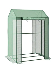 Outsunny Green House, Mini Greenhouse with 2 Roll-up Doors, Vent Holes and Reinforced Cover, 100 x 80 x 150cm