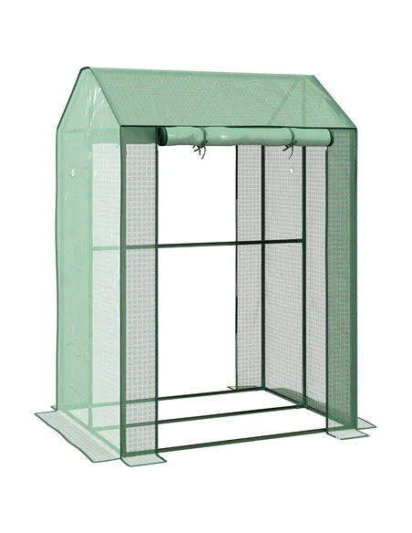Outsunny Green House, Mini Greenhouse with 2 Roll-up Doors, Vent Holes and Reinforced Cover, 100 x 80 x 150cm