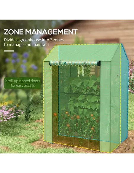 Outsunny Green House, Mini Greenhouse with 2 Roll-up Doors, Vent Holes and Reinforced Cover, 100 x 80 x 150cm