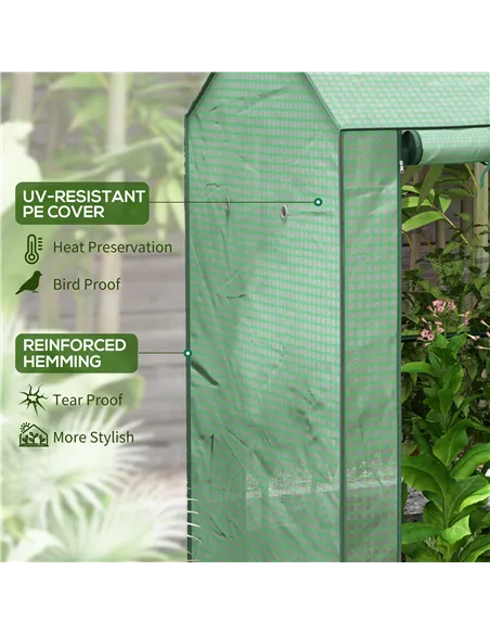 Outsunny Green House, Mini Greenhouse with 2 Roll-up Doors, Vent Holes and Reinforced Cover, 100 x 80 x 150cm