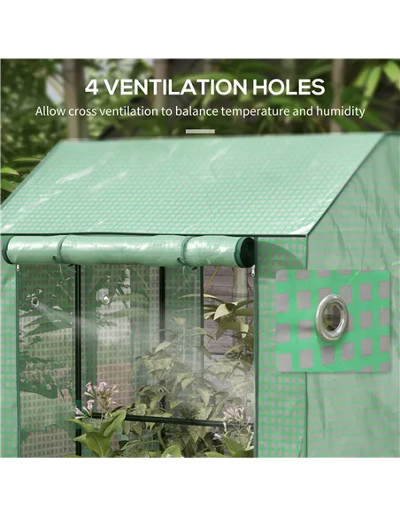 Outsunny Green House, Mini Greenhouse with 2 Roll-up Doors, Vent Holes and Reinforced Cover, 100 x 80 x 150cm