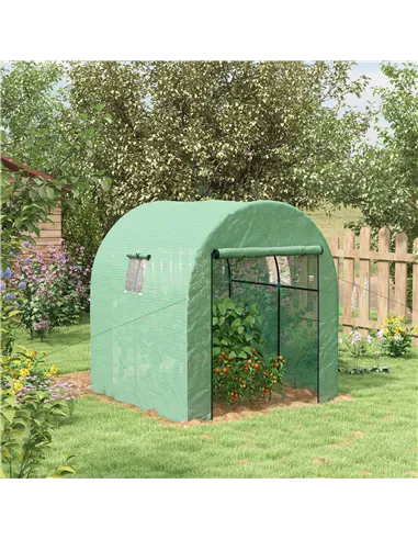 Outsunny 180 x 180cm Walk-In Polytunnel Greenhouse - Green