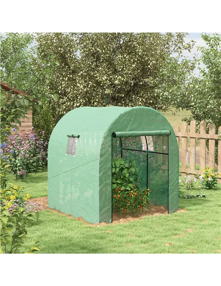 Outsunny 180 x 180cm Walk-In Polytunnel Greenhouse - Green