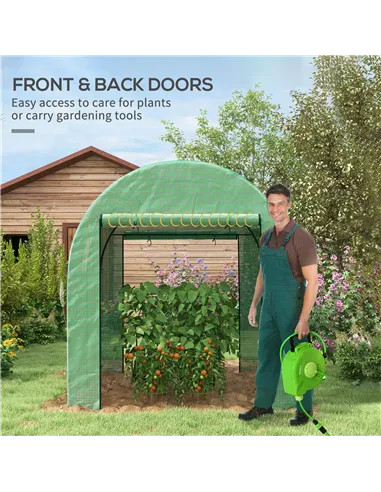 Outsunny 180 x 180cm Walk-In Polytunnel Greenhouse - Green