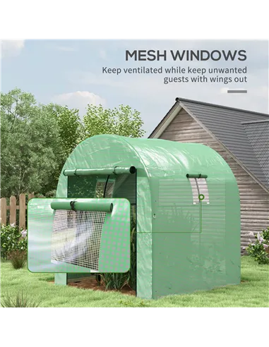 Outsunny 180 x 180cm Walk-In Polytunnel Greenhouse - Green