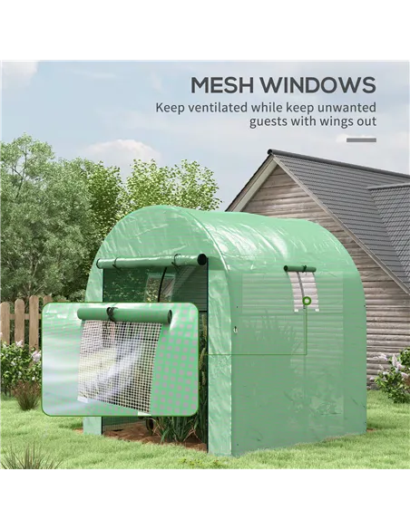 Outsunny 180 x 180cm Walk-In Polytunnel Greenhouse - Green