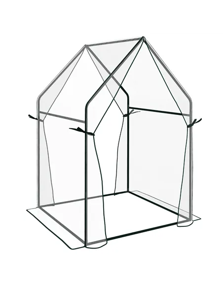 Outsunny Mini Greenhouse, Garden Tomato Growhouse with 2 Zipped Doors, Portable Indoor Outdoor Green House, 90 x 90 x 145cm, Cle