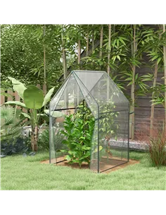 Outsunny Mini Greenhouse, Garden Tomato Growhouse with 2 Zipped Doors, Portable Indoor Outdoor Green House, 90 x 90 x 145cm, Cle 2