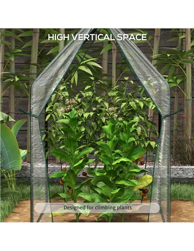 Outsunny Mini Greenhouse, Garden Tomato Growhouse with 2 Zipped Doors, Portable Indoor Outdoor Green House, 90 x 90 x 145cm, Cle