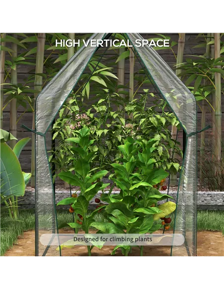 Outsunny Mini Greenhouse, Garden Tomato Growhouse with 2 Zipped Doors, Portable Indoor Outdoor Green House, 90 x 90 x 145cm, Cle