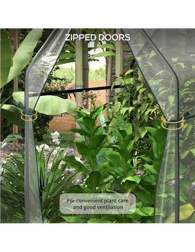 Outsunny Mini Greenhouse, Garden Tomato Growhouse with 2 Zipped Doors, Portable Indoor Outdoor Green House, 90 x 90 x 145cm, Cle