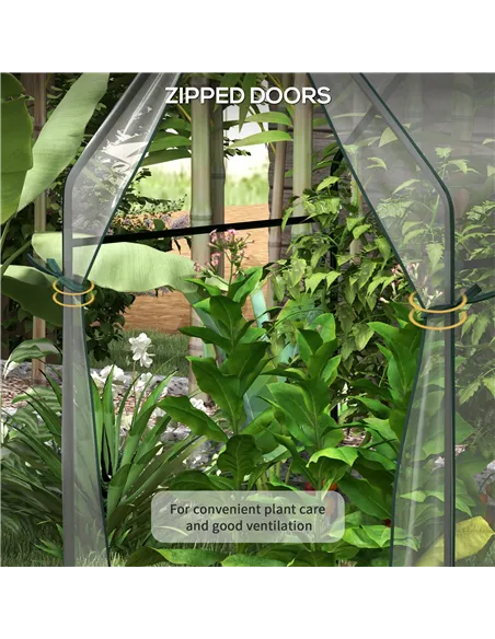 Outsunny Mini Greenhouse, Garden Tomato Growhouse with 2 Zipped Doors, Portable Indoor Outdoor Green House, 90 x 90 x 145cm, Cle