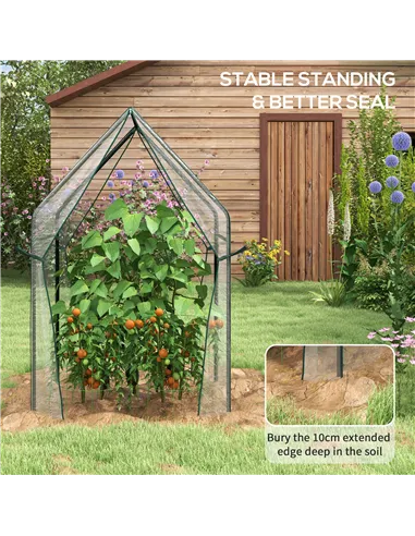 Outsunny Mini Greenhouse, Garden Tomato Growhouse with 2 Zipped Doors, Portable Indoor Outdoor Green House, 90 x 90 x 145cm, Cle